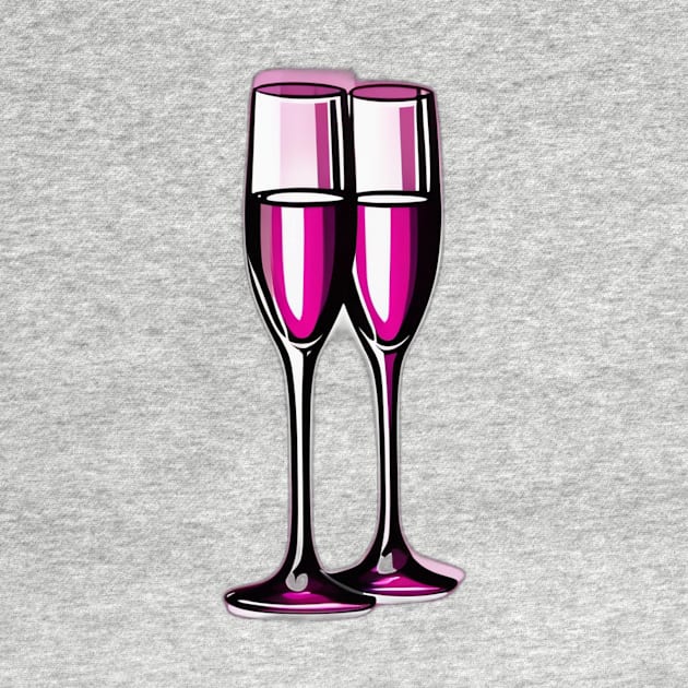 Toast to Elegance: Pink Champagne Glasses Illustration No. 971 by cornelliusy